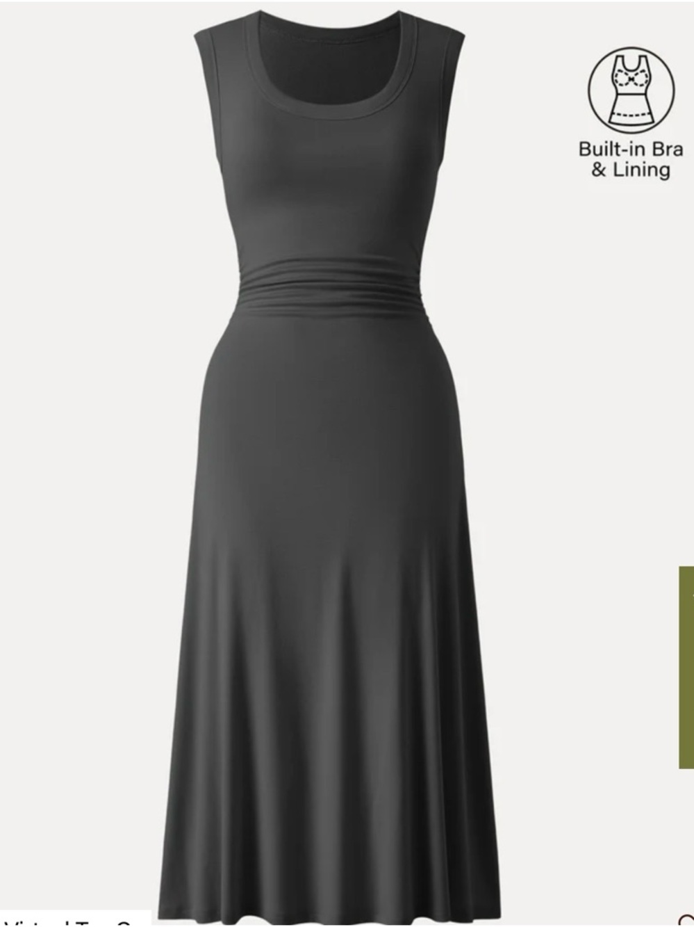 NWT OGL Move Charcoal Built-In Bra Ruched Maxi Dress - Medium